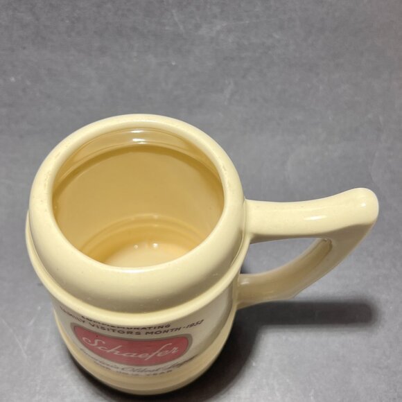 Vtg Schaefer Ceramic Pottery Beer Stein Mug Wheeling Ivory Barware Souvenir 50s - Picture 11 of 15